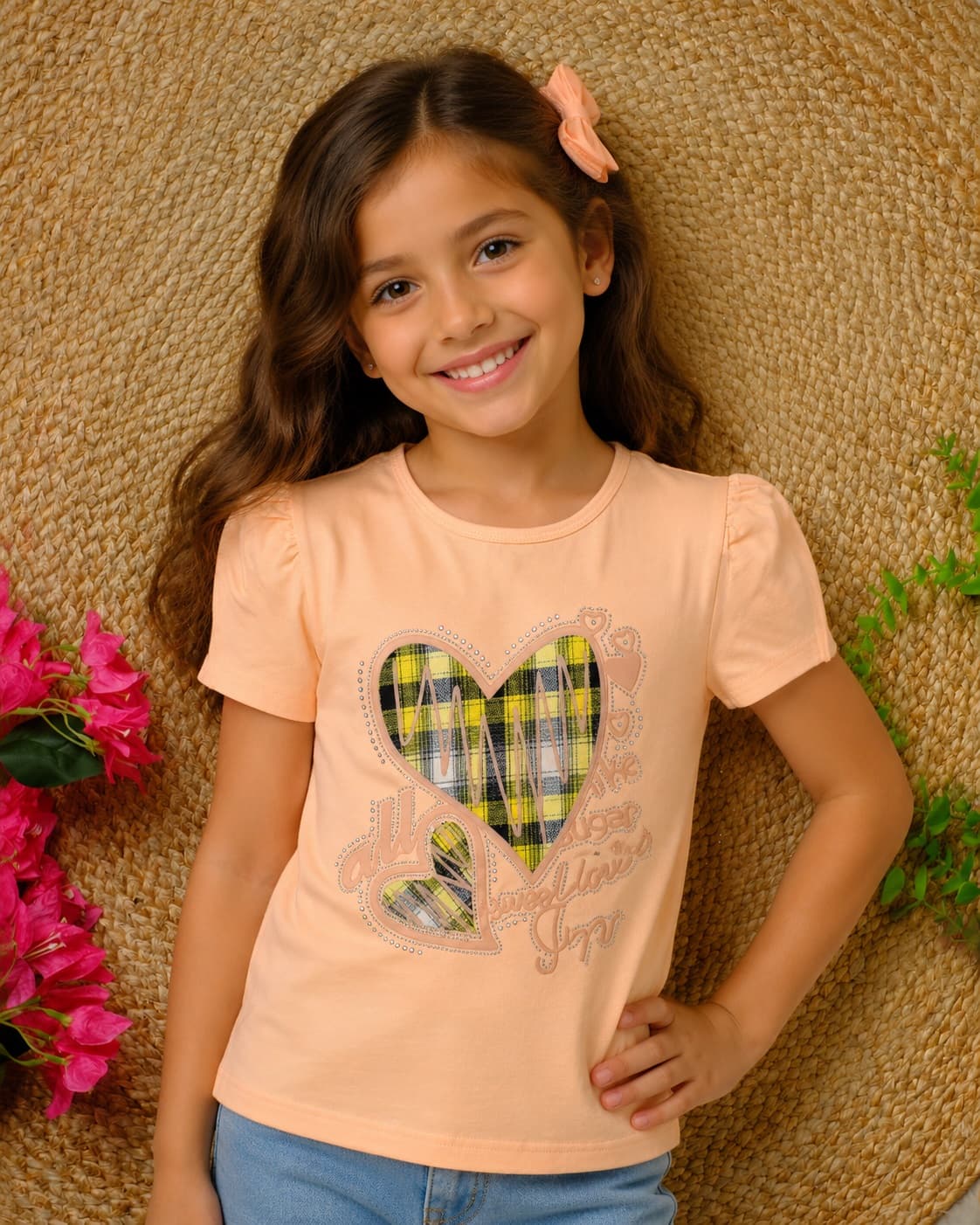 Girls' Heart Plaid T-Shirt 