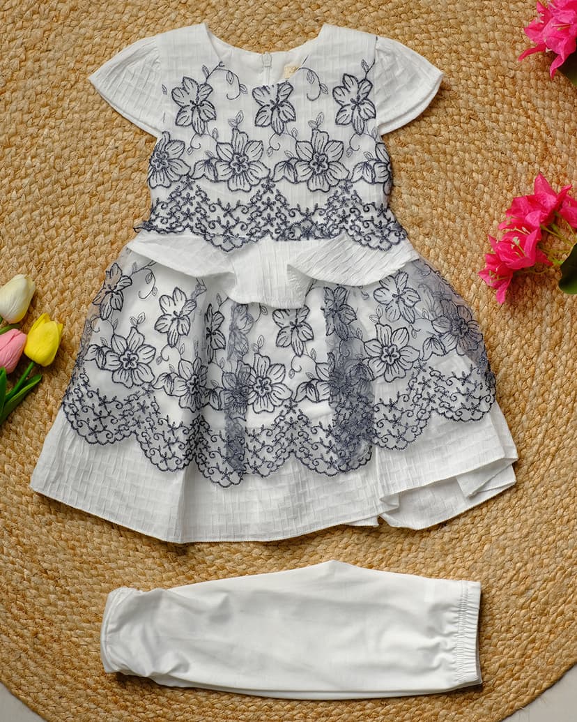 Floral Embroidered Baby Girl Dress 