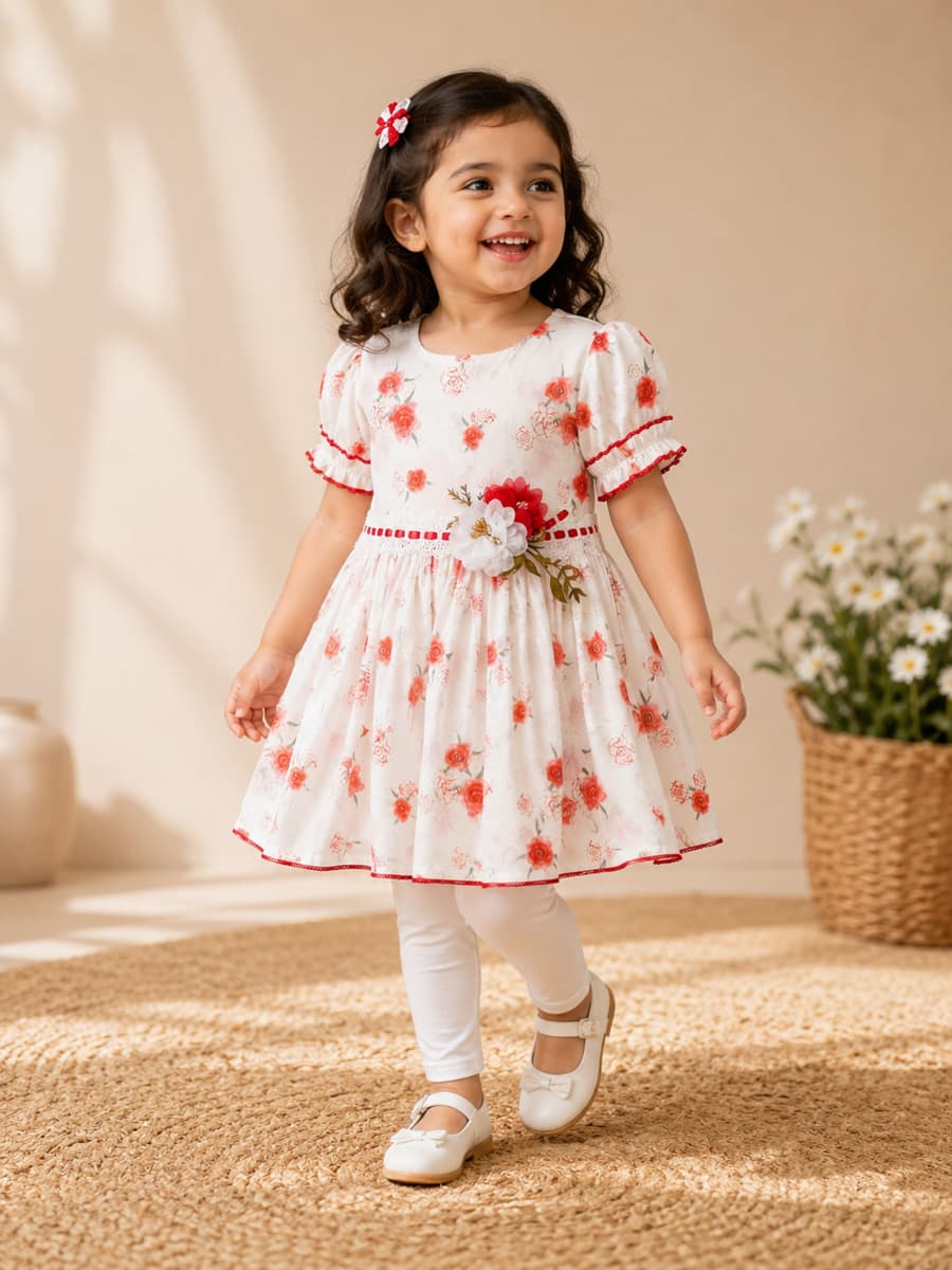 Girl’s Floral Dress with Leggings